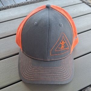 Gray and Orange Trucker Cap with Embroidered Logo